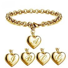 GoldenHeart-Initial Charm Gold-Color Bracelets 925 Sterling Silver
