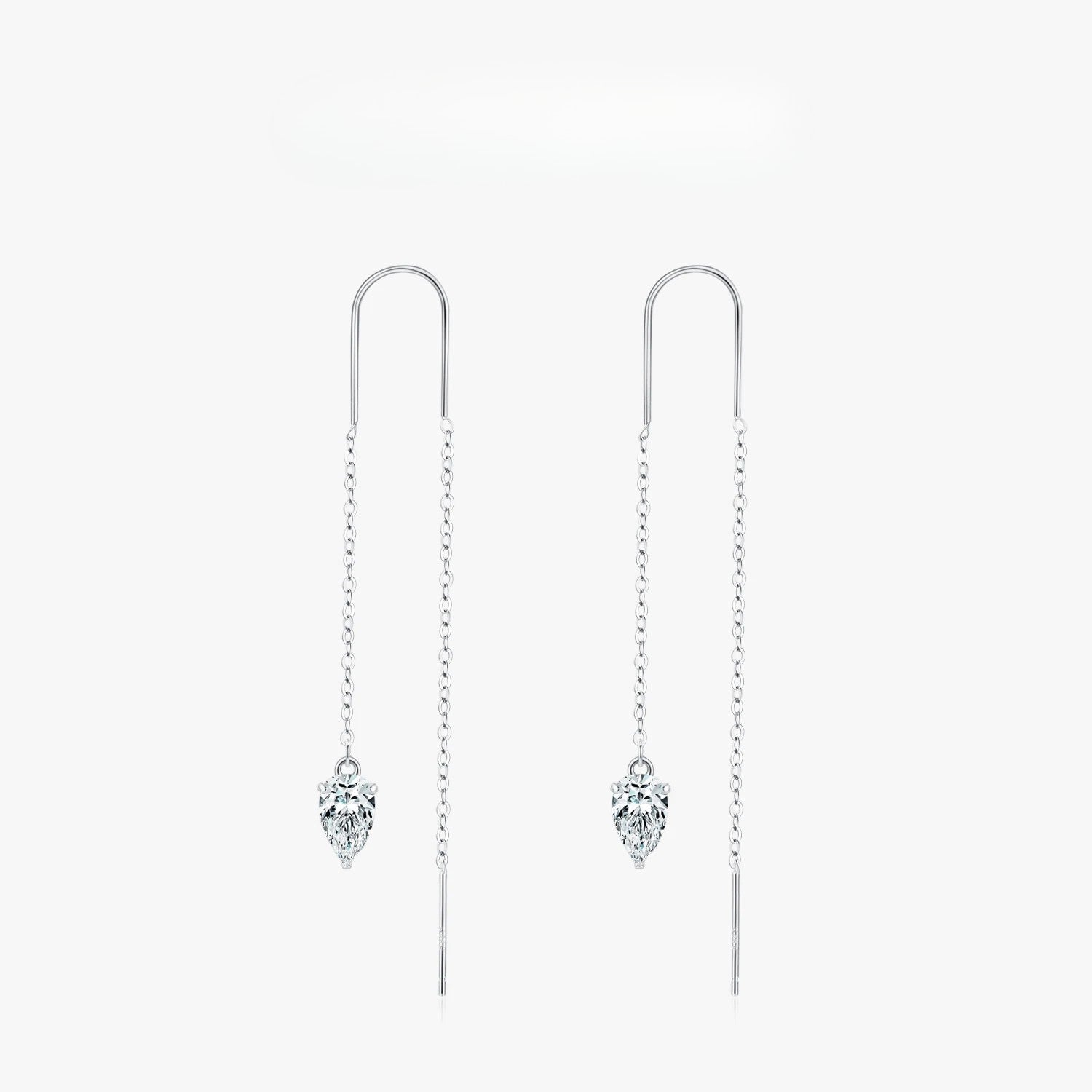 AquaGleam Tassel 925 Sterling Silver Water Drop Zirconia Earring
