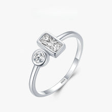 DazzleShape Ring- Round&Rectangle Rings 100% 925 Sterling Silver Clear Zircon