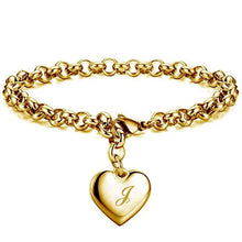 GoldenHeart-Initial Charm Gold-Color Bracelets 925 Sterling Silver