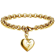 GoldenHeart-Initial Charm Gold-Color Bracelets 925 Sterling Silver