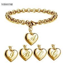 GoldenHeart-Initial Charm Gold-Color Bracelets 925 Sterling Silver