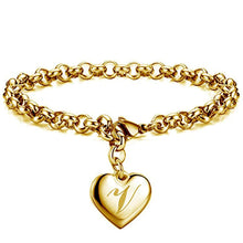 GoldenHeart-Initial Charm Gold-Color Bracelets 925 Sterling Silver