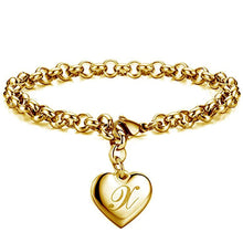 GoldenHeart-Initial Charm Gold-Color Bracelets 925 Sterling Silver