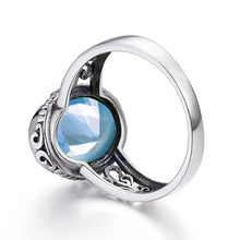 AquaHeritage Ring - Classic Vintage Silver 925 Aquamarine Ring Woman Stone