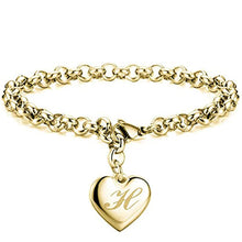 GoldenHeart-Initial Charm Gold-Color Bracelets 925 Sterling Silver