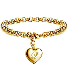 GoldenHeart-Initial Charm Gold-Color Bracelets 925 Sterling Silver