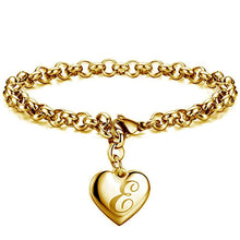 GoldenHeart-Initial Charm Gold-Color Bracelets 925 Sterling Silver