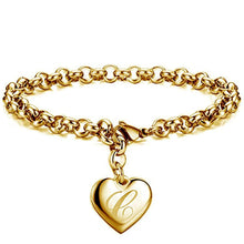 GoldenHeart-Initial Charm Gold-Color Bracelets 925 Sterling Silver