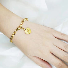 GoldenHeart-Initial Charm Gold-Color Bracelets 925 Sterling Silver