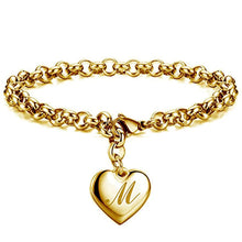 GoldenHeart-Initial Charm Gold-Color Bracelets 925 Sterling Silver