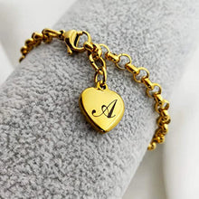 GoldenHeart-Initial Charm Gold-Color Bracelets 925 Sterling Silver