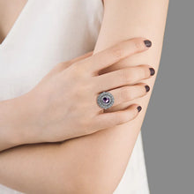 FloraMyst Amethyst Ring - Round Silver 925 Ring Vintage