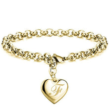 GoldenHeart-Initial Charm Gold-Color Bracelets 925 Sterling Silver