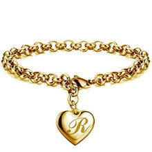 GoldenHeart-Initial Charm Gold-Color Bracelets 925 Sterling Silver