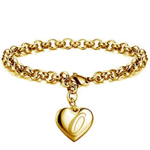 GoldenHeart-Initial Charm Gold-Color Bracelets 925 Sterling Silver