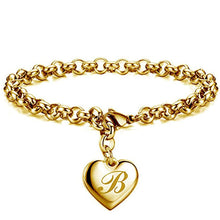 GoldenHeart-Initial Charm Gold-Color Bracelets 925 Sterling Silver