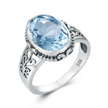 AquaHeritage Ring - Classic Vintage Silver 925 Aquamarine Ring Woman Stone