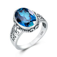 AquaHeritage Ring - Classic Vintage Silver 925 Aquamarine Ring Woman Stone