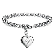 LustraLink – 925 Sterling Silver Heart Initial Bracelet