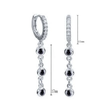 925 Sterling Silver Needle Midnight Sparkle Drop Earrings