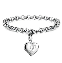 LustraLink – 925 Sterling Silver Heart Initial Bracelet