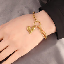Stainless Steel Golden Heart Layer Bracelet