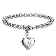 LustraLink – 925 Sterling Silver Heart Initial Bracelet