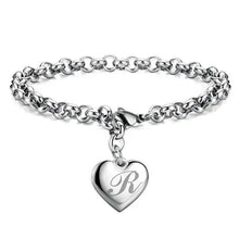 LustraLink – 925 Sterling Silver Heart Initial Bracelet