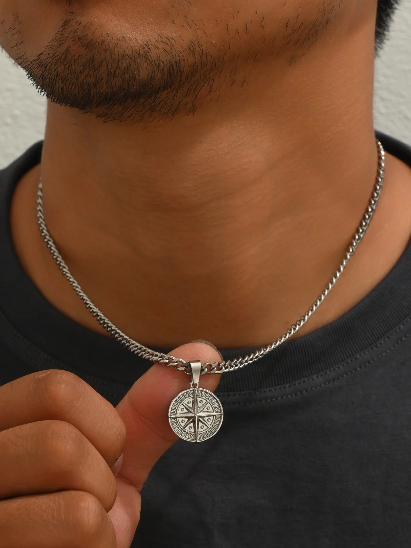 Men's Silver CompassStar Chain