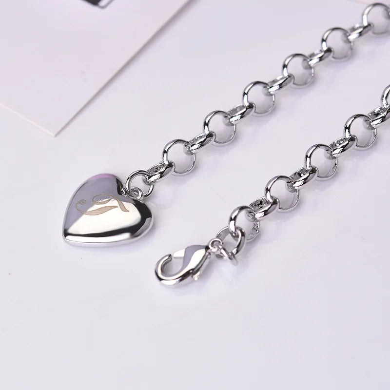 LustraLink – 925 Sterling Silver Heart Initial Bracelet