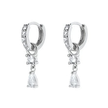 Crystal Flow Hoops -925 Sterling Silver Needle Multi-Shape Chain Long