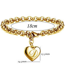 GoldenHeart-Initial Charm Gold-Color Bracelets 925 Sterling Silver