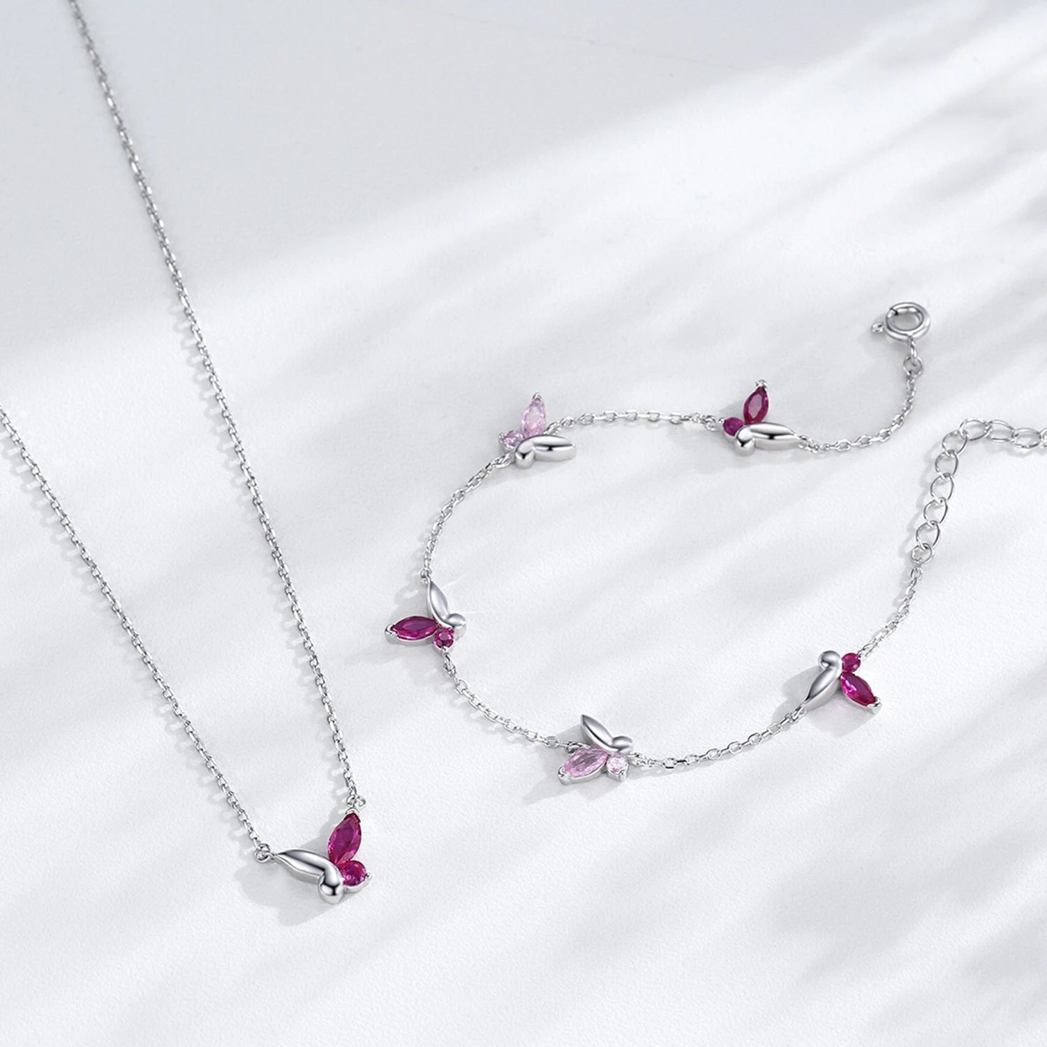 Ailmay Enchanted Pink Butterfly Jewelry Set