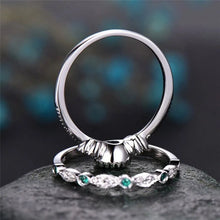 925 Sterling Silver Emerald Elegance Ring Set