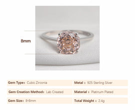 2ct Octagon Rose Blush Empress Ring